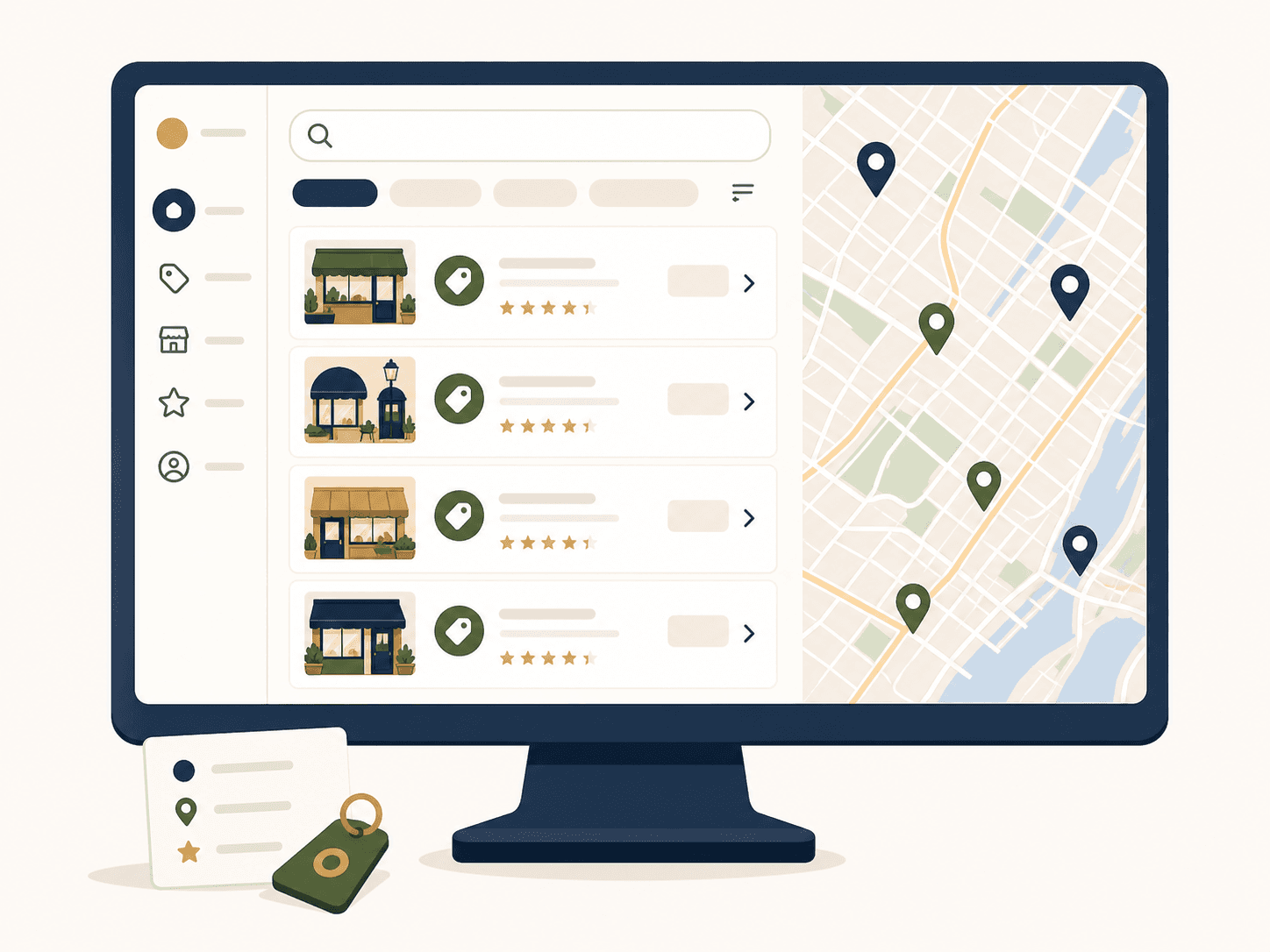 Barakah offers directory showing local business offers and a map