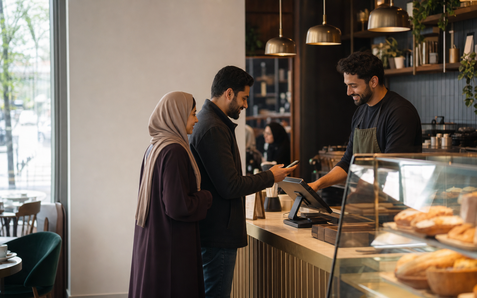 Member using a live Barakah member profile at a local cafe